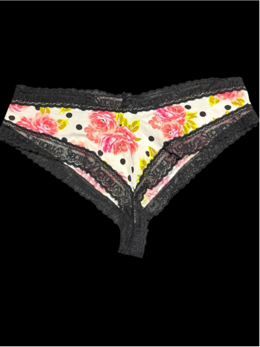 Women's Victoria's Secret Cheeky Panties XL White Black Floral